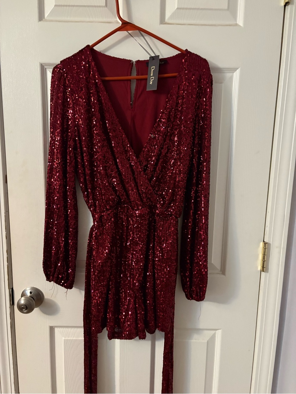 Dina Day Women's Burgundy Sequin Jumpsuit Romper